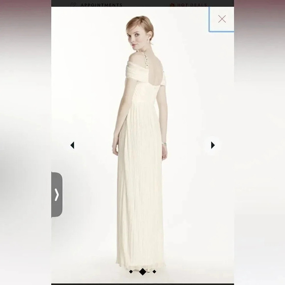 David’s Bridal db|studio beaded drop shoulder pleated long dress sz 6 NWT - Picture 3 of 5